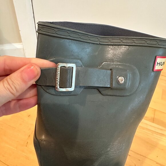 Hunter Boots Moss Green Shiney Size 6 - Picture 8 of 11